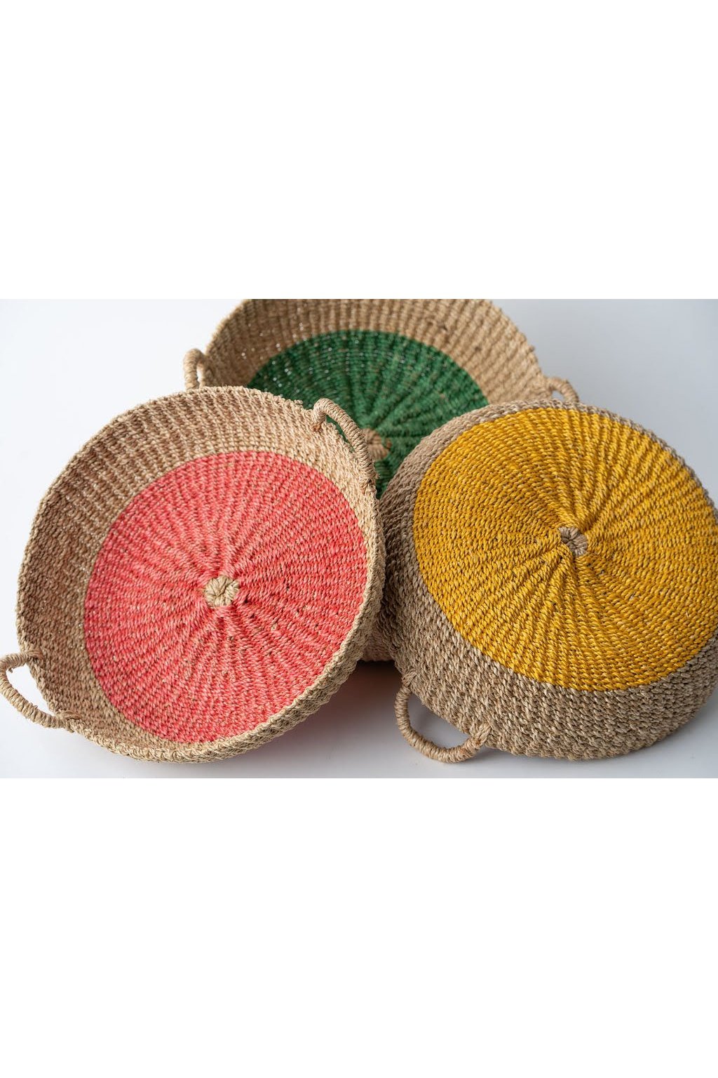 Seagrass Woven Round Green Tray I Olive