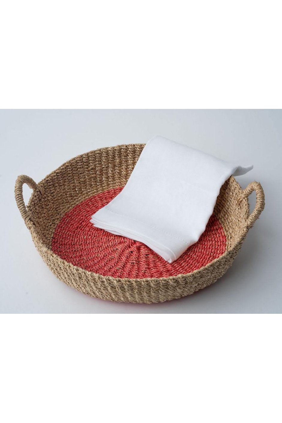 Woven  Round Tray I Pink