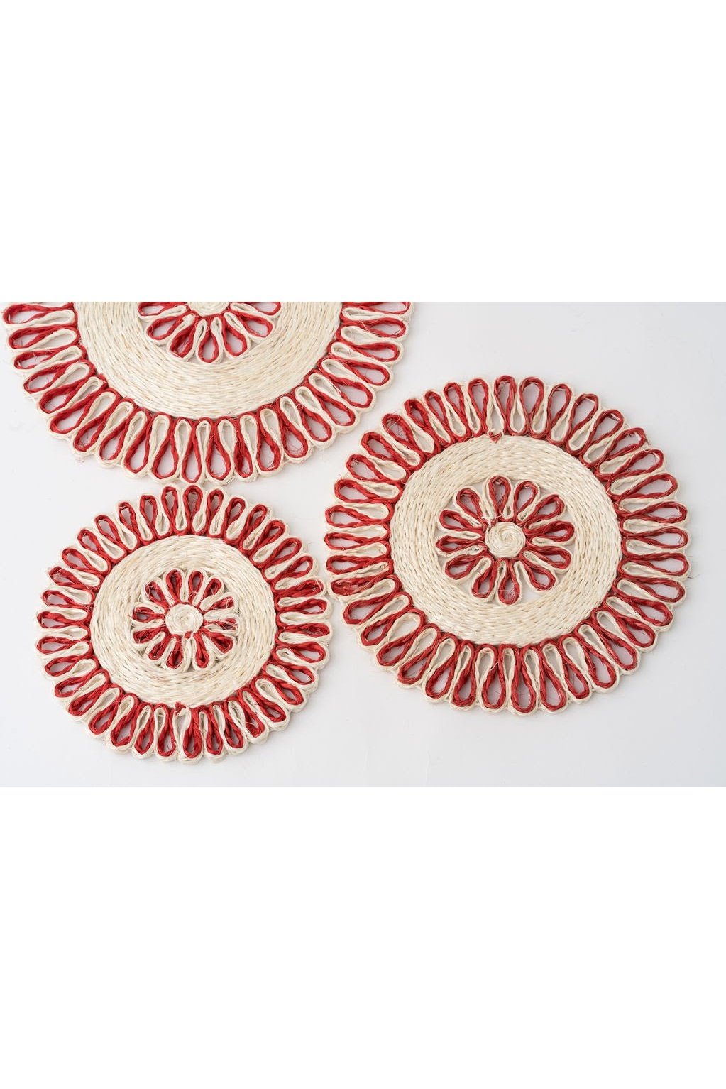 Handwoven Seagrass Placemat  | Trivet |  Red