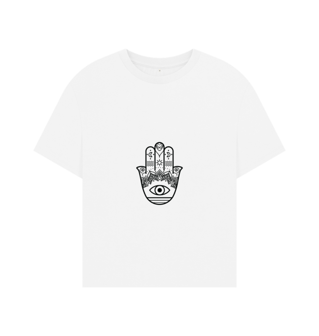 HAMSA / EVIL EYE SYMBOL Yoga Oversized T-shirt | White T-Shirt