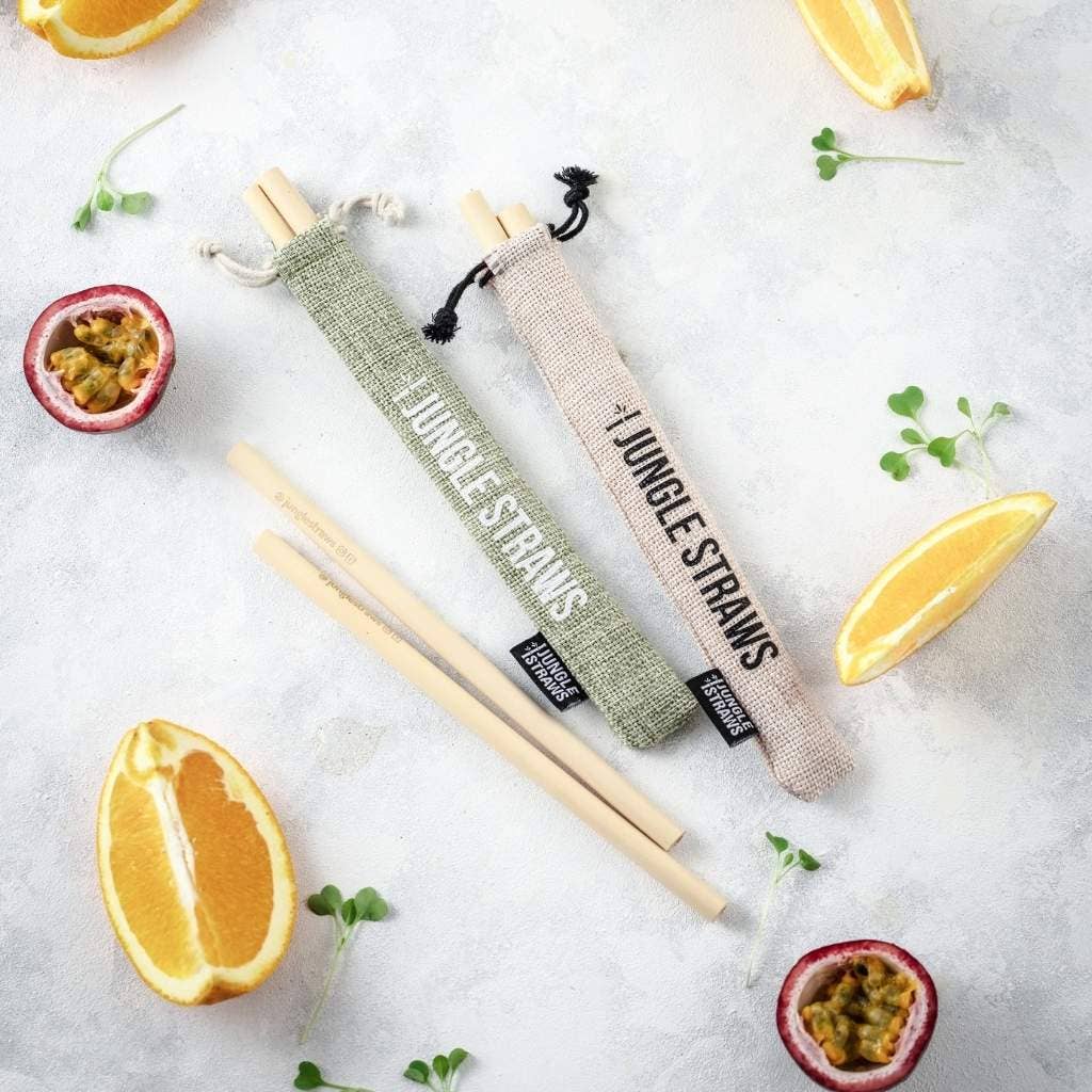 Jungle Culture - Bamboo Straws - Reusable Drinking Straw Set - Plastic-Free: Slate (Dark Grey)