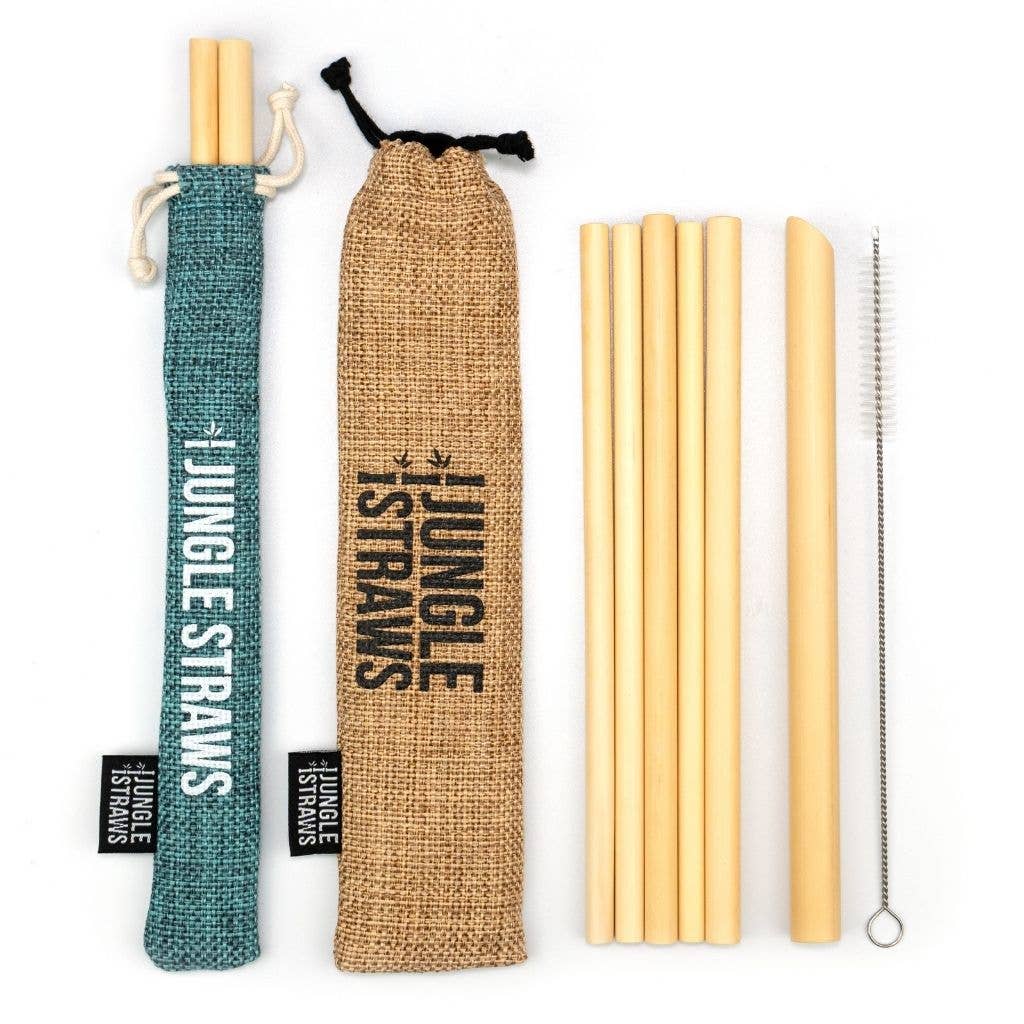 Jungle Culture - Bamboo Straws - Reusable Drinking Straw Set - Plastic-Free: Slate (Dark Grey)