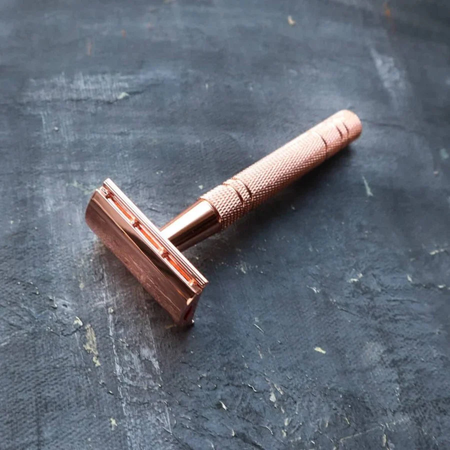 Plastic Free Double Edge Safety Razor - Rose Gold (5 Free Blades)