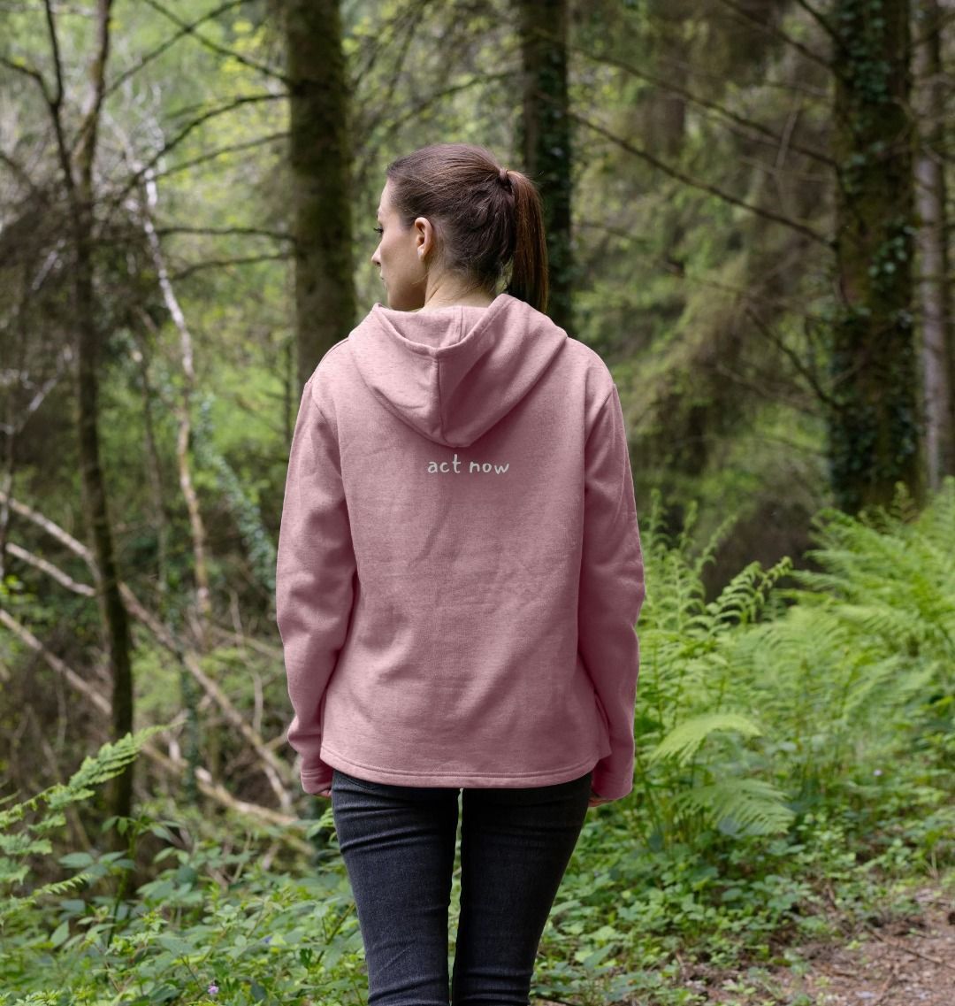"Act Now" - Polar Bear Women's Cotton Hoodie in Black or Pink