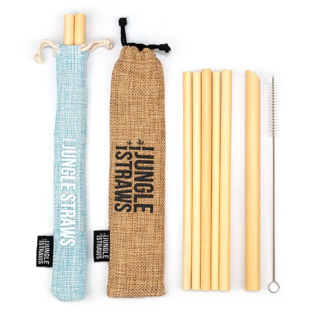 Jungle Culture - Bamboo Straws - Reusable Drinking Straw Set - Plastic-Free: Slate (Dark Grey)