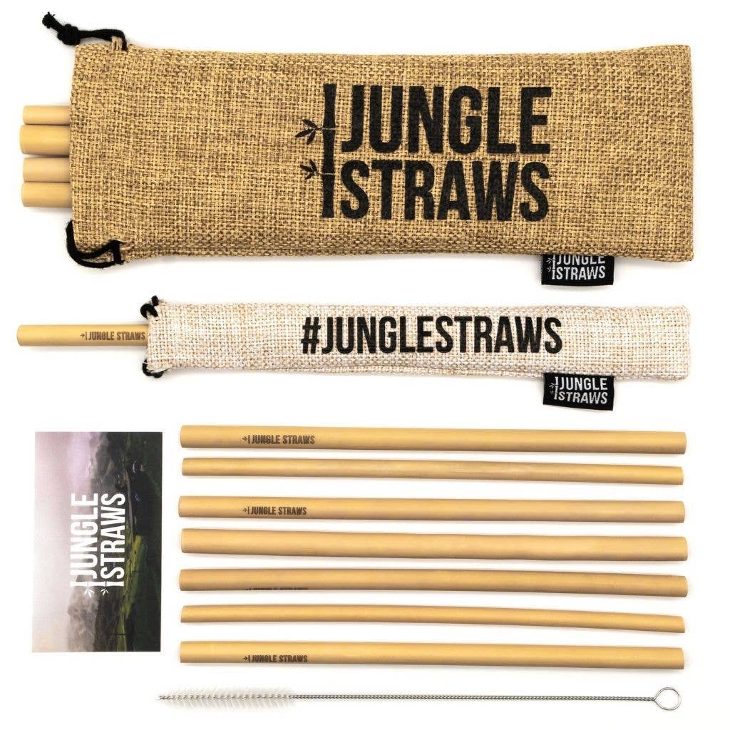 Bamboo Drinking Straws- Reusable Straw Set- 12 Straws