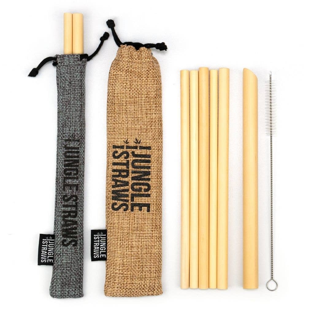 Jungle Culture - Bamboo Straws - Reusable Drinking Straw Set - Plastic-Free: Berry (Red)