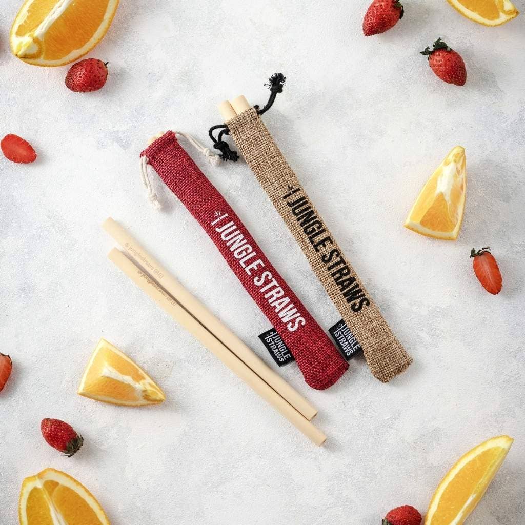 Jungle Culture - Bamboo Straws - Reusable Drinking Straw Set - Plastic-Free: Slate (Dark Grey)