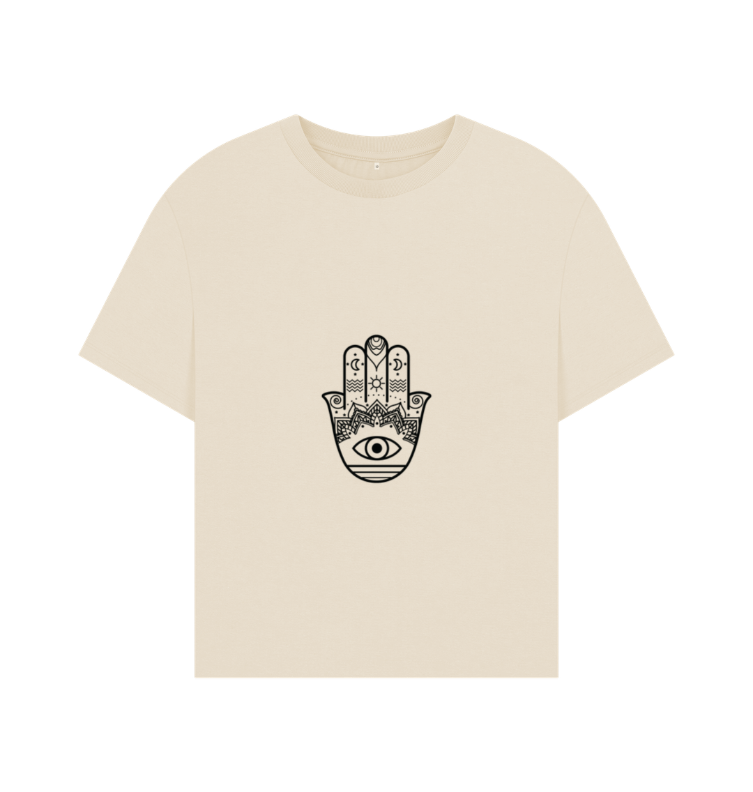 HAMSA / EVIL EYE SYMBOL Yoga Oversized T-shirt | White T-Shirt