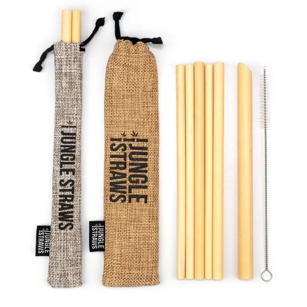 Jungle Culture - Bamboo Straws - Reusable Drinking Straw Set - Plastic-Free: Marine (Deep Green)