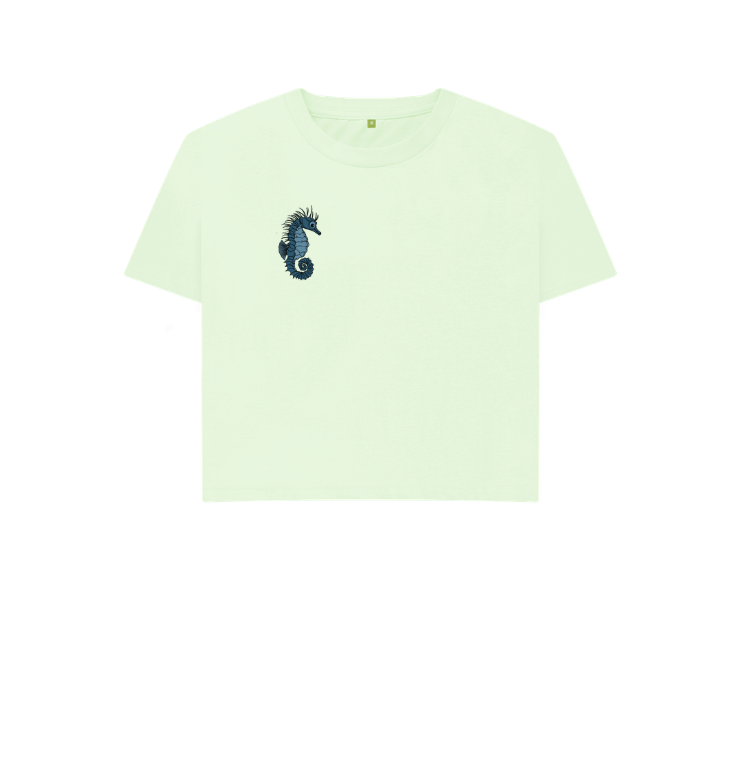 Seahorse White Crop Top | White T-shirt | White Tops for Women