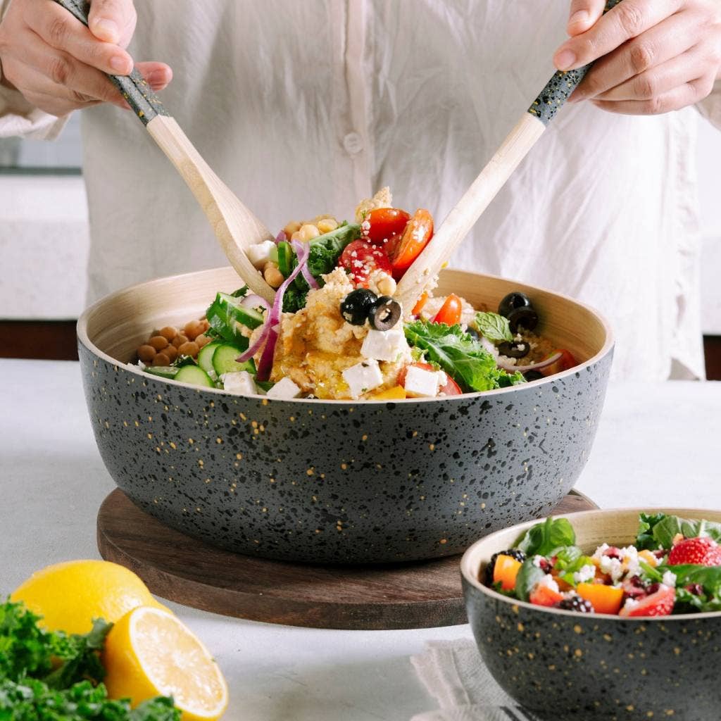 Extra Large Bamboo Salad Bowl (28cm / 11" Diameter): White