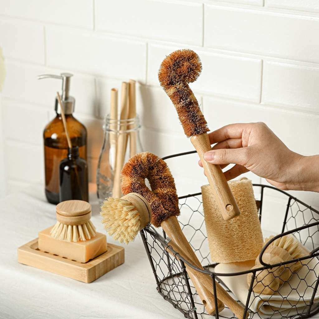Jungle Culture - Bamboo Dish Brush Set | Eco-friendly Washing Up Brushes: Bamboo Dish Brush Set (FULL SET)