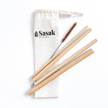 Bamboo Straws, Set of 4 with a Cleaner Set