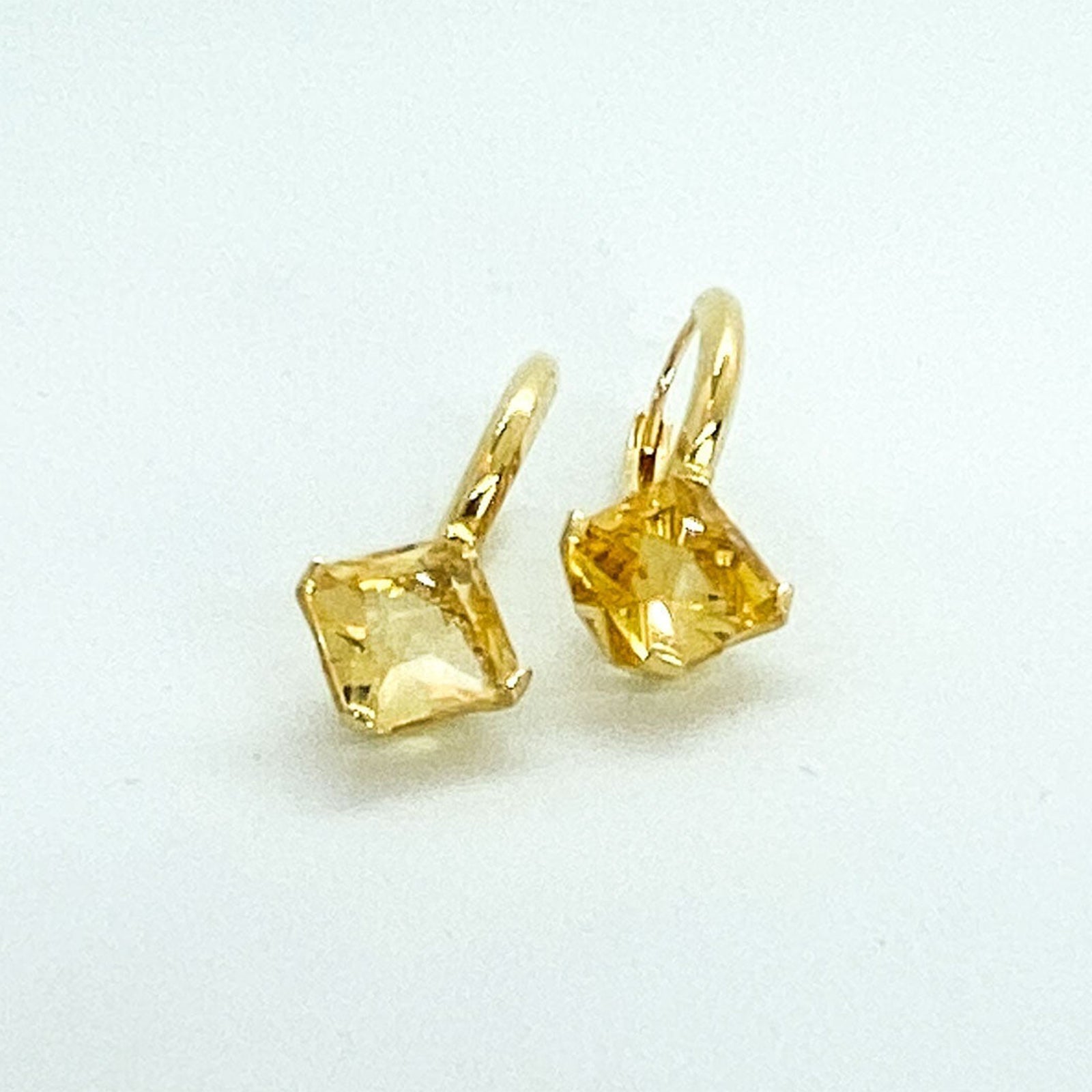 Citrine 8mm Square Earrings in Plated Yellow Gold Silver | Stargaze Petite Collection