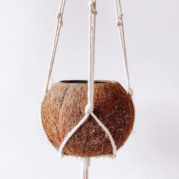 Macrame + Coconut Plant Hanger - Melati
