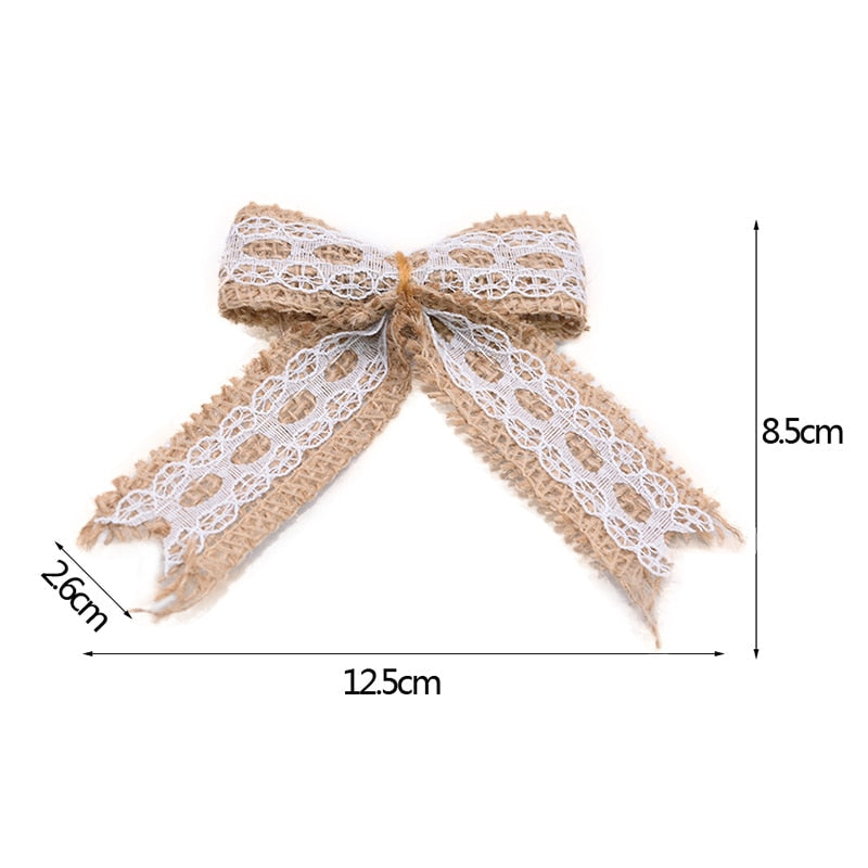 Jute Burlap Rose Eco-Friendly Artificial Flowers Hessian Ribbon Bow