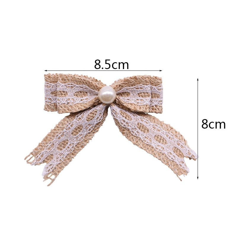 Jute Burlap Rose Eco-Friendly Artificial Flowers Hessian Ribbon Bow