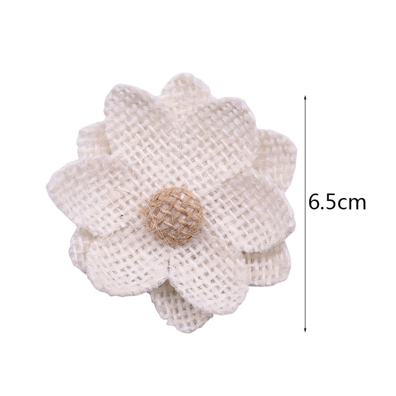 Jute Burlap Rose Eco-Friendly Artificial Flowers Hessian Ribbon Bow