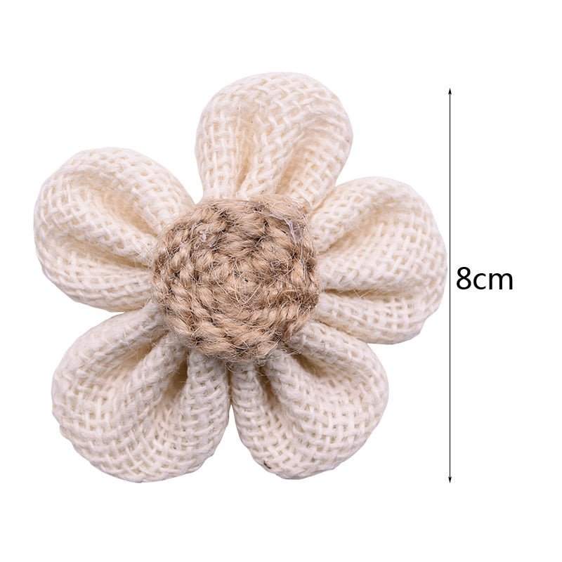 Jute Burlap Rose Eco-Friendly Artificial Flowers Hessian Ribbon Bow