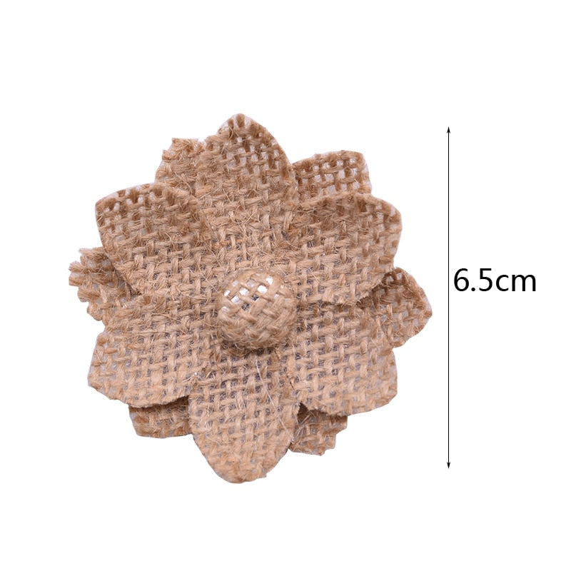 Jute Burlap Rose Eco-Friendly Artificial Flowers Hessian Ribbon Bow