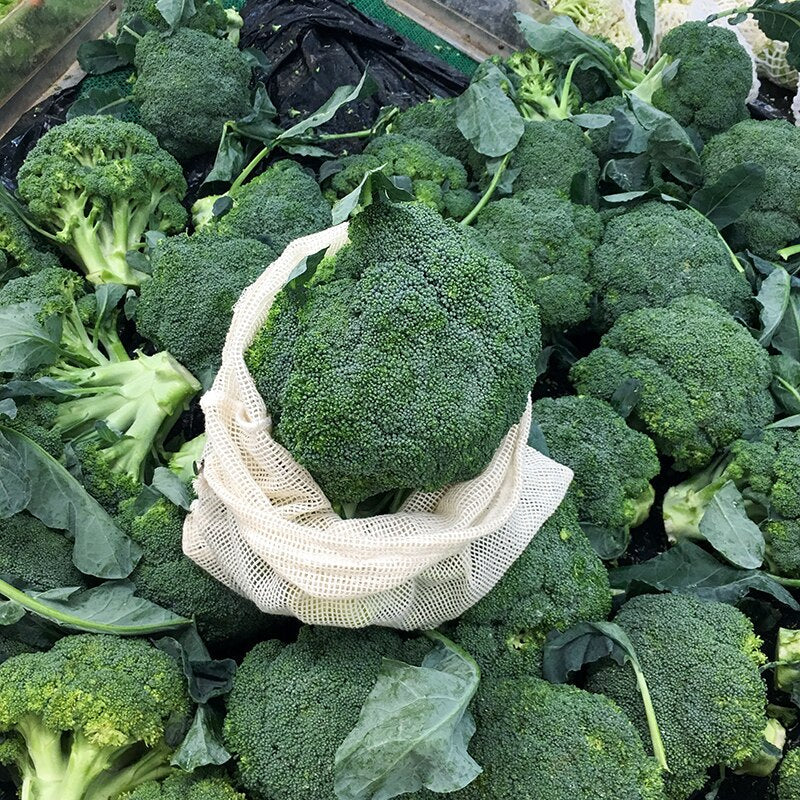 Natural Cotton Vegetable Fruit Mesh Net Bag 3pcs