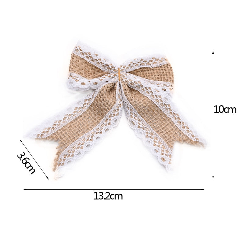 Jute Burlap Rose Eco-Friendly Artificial Flowers Hessian Ribbon Bow