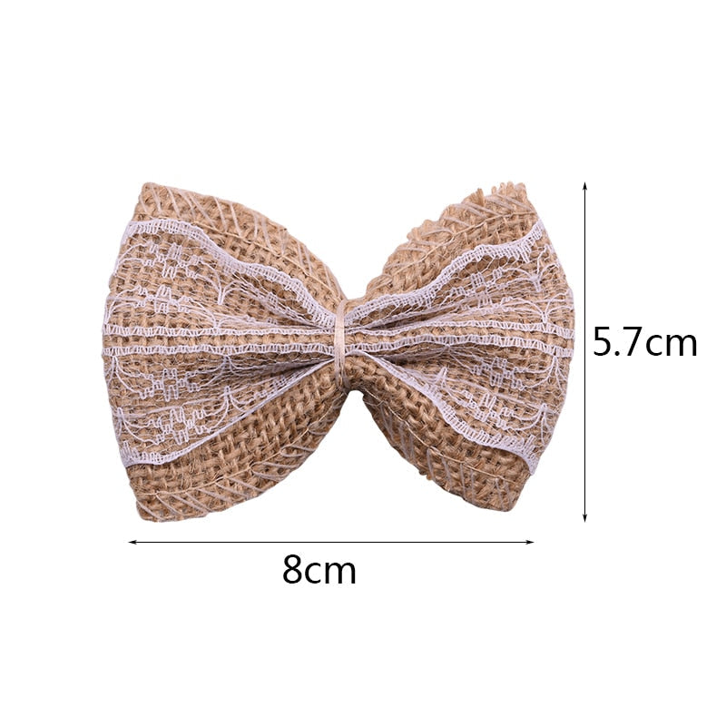 Jute Burlap Rose Eco-Friendly Artificial Flowers Hessian Ribbon Bow