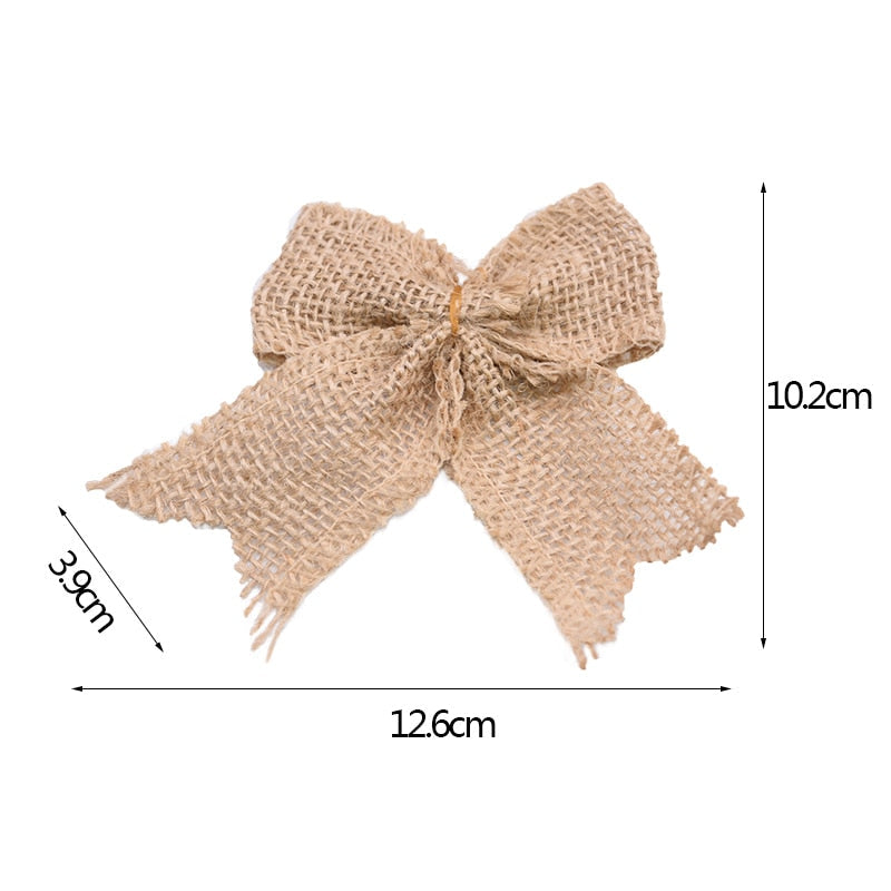 Jute Burlap Rose Eco-Friendly Artificial Flowers Hessian Ribbon Bow