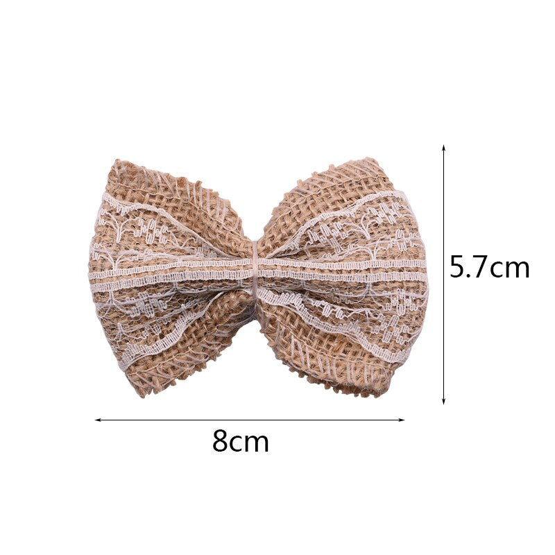 Jute Burlap Rose Eco-Friendly Artificial Flowers Hessian Ribbon Bow