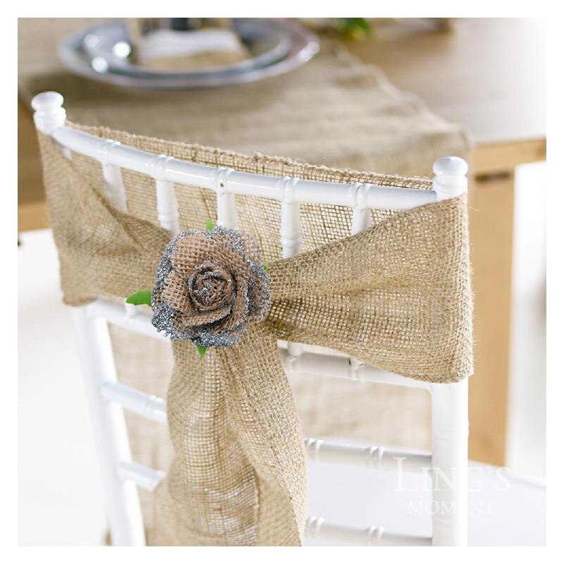 Jute Burlap Rose Eco-Friendly Artificial Flowers Hessian Ribbon Bow