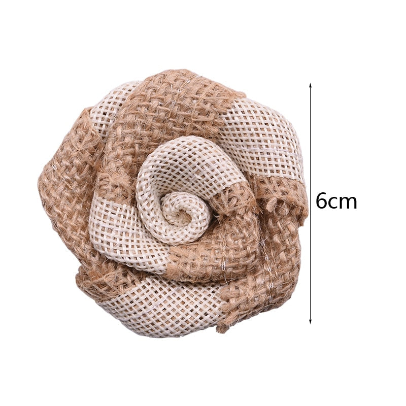 Jute Burlap Rose Eco-Friendly Artificial Flowers Hessian Ribbon Bow