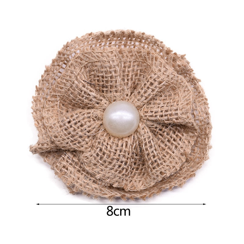 Jute Burlap Rose Eco-Friendly Artificial Flowers Hessian Ribbon Bow