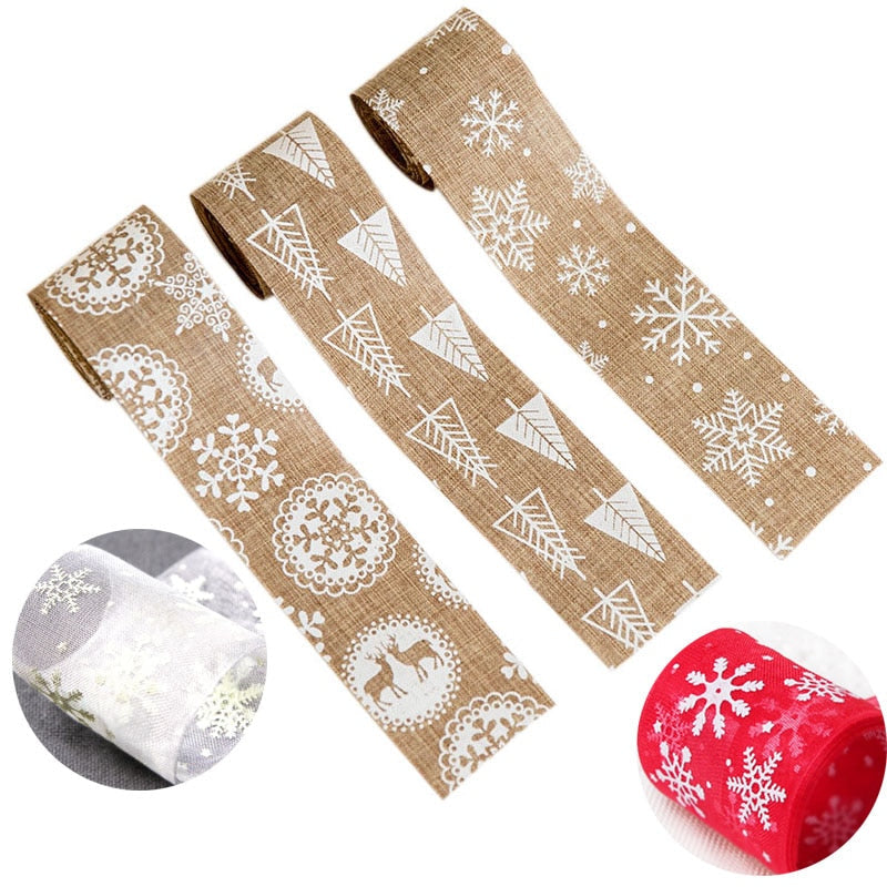 Merry Christmas Jute Burlap Snowflake Lace