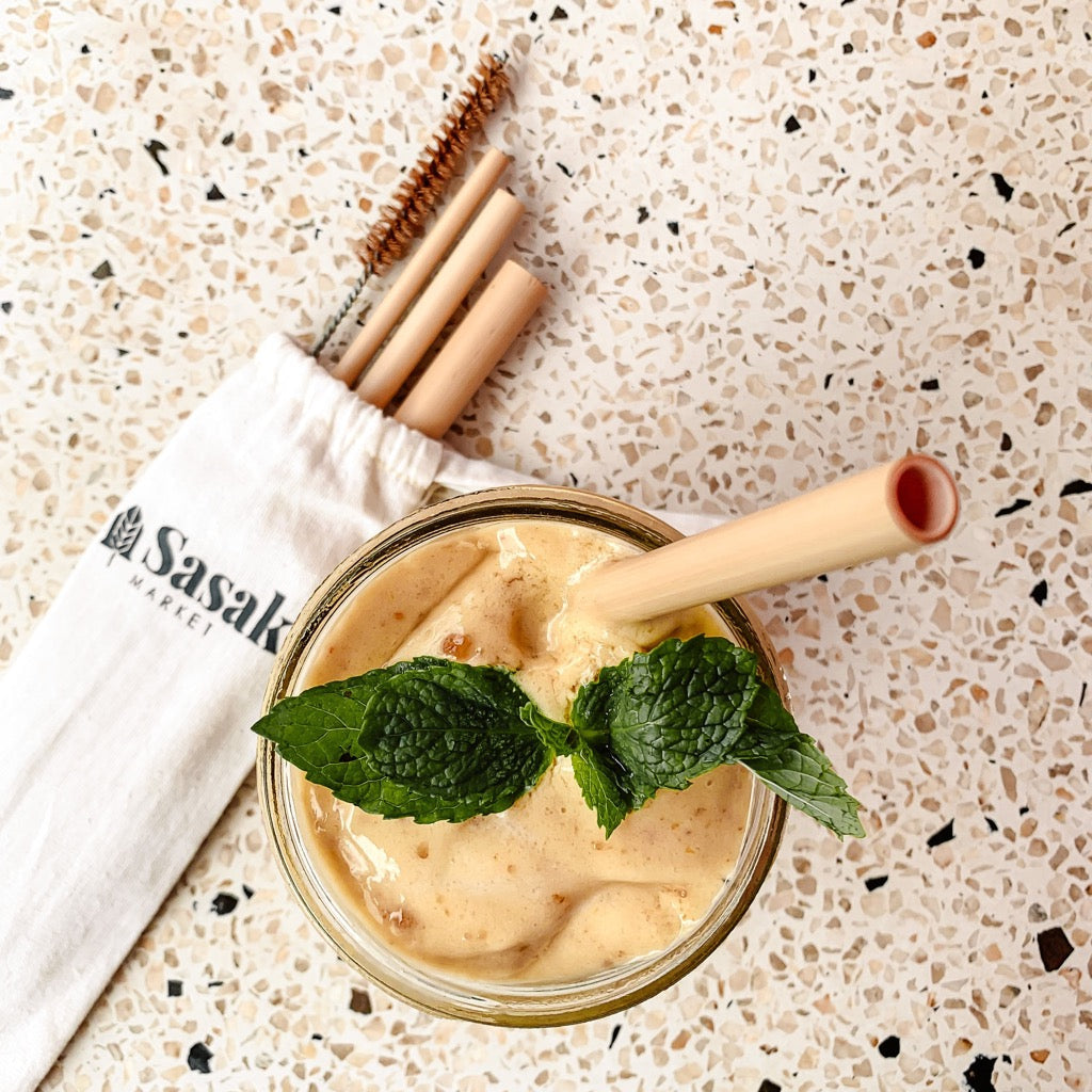 Bamboo Straws, Set of 4 with a Cleaner Set