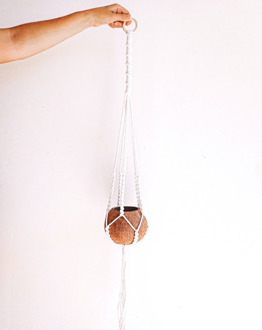 Macrame + Coconut Plant Hanger - Melati