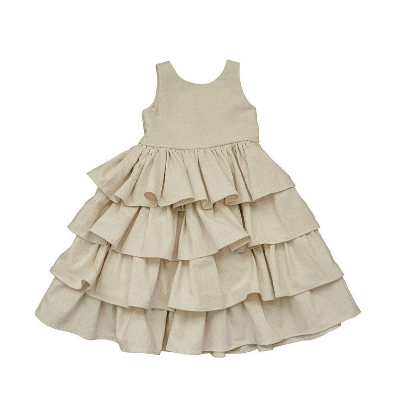 Maxi Ruffle Flower Girl's Linen Dress