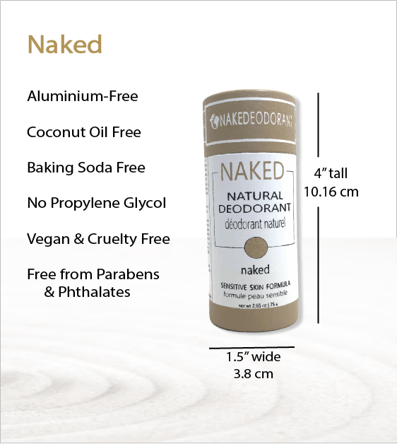 NAKED Vegan Sensitive Natural Deodorant by Nakedeodorant. Handmade in Canada