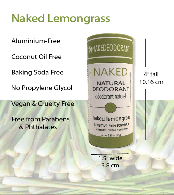 NAKED LEMONGRASS Vegan Natural Deodorant by Nakedeodorant. Handmade in Canada