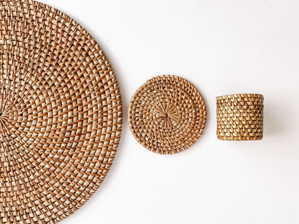 Placemats Set made with Natural Rattan