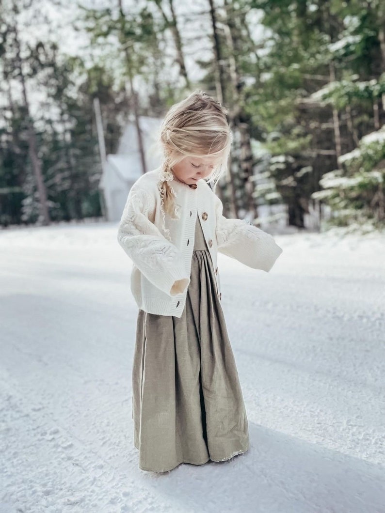 Simple Maxi Ruffle Flower Girl's Linen Dress