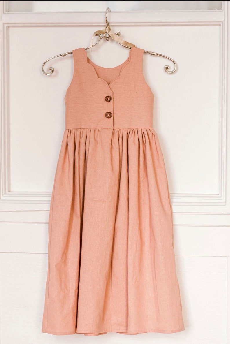 Simple Maxi Ruffle Flower Girl's Linen Dress