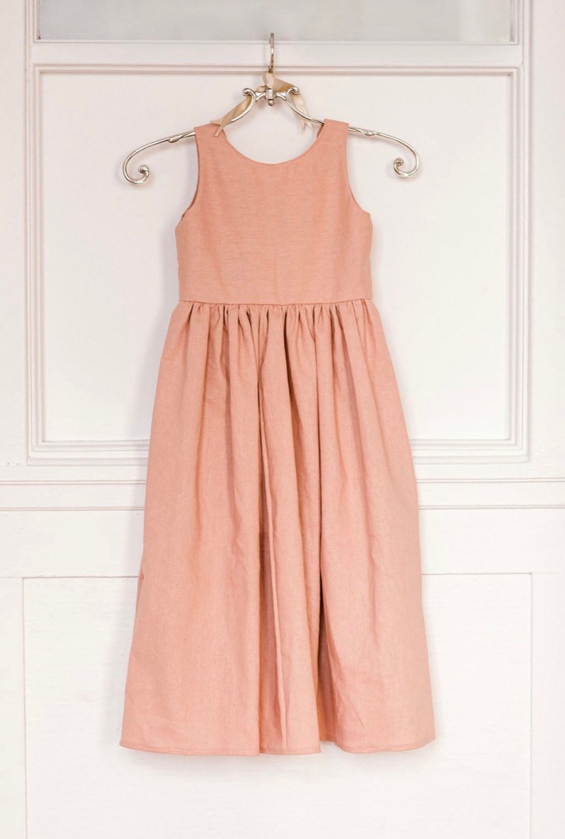 Simple Maxi Ruffle Flower Girl's Linen Dress