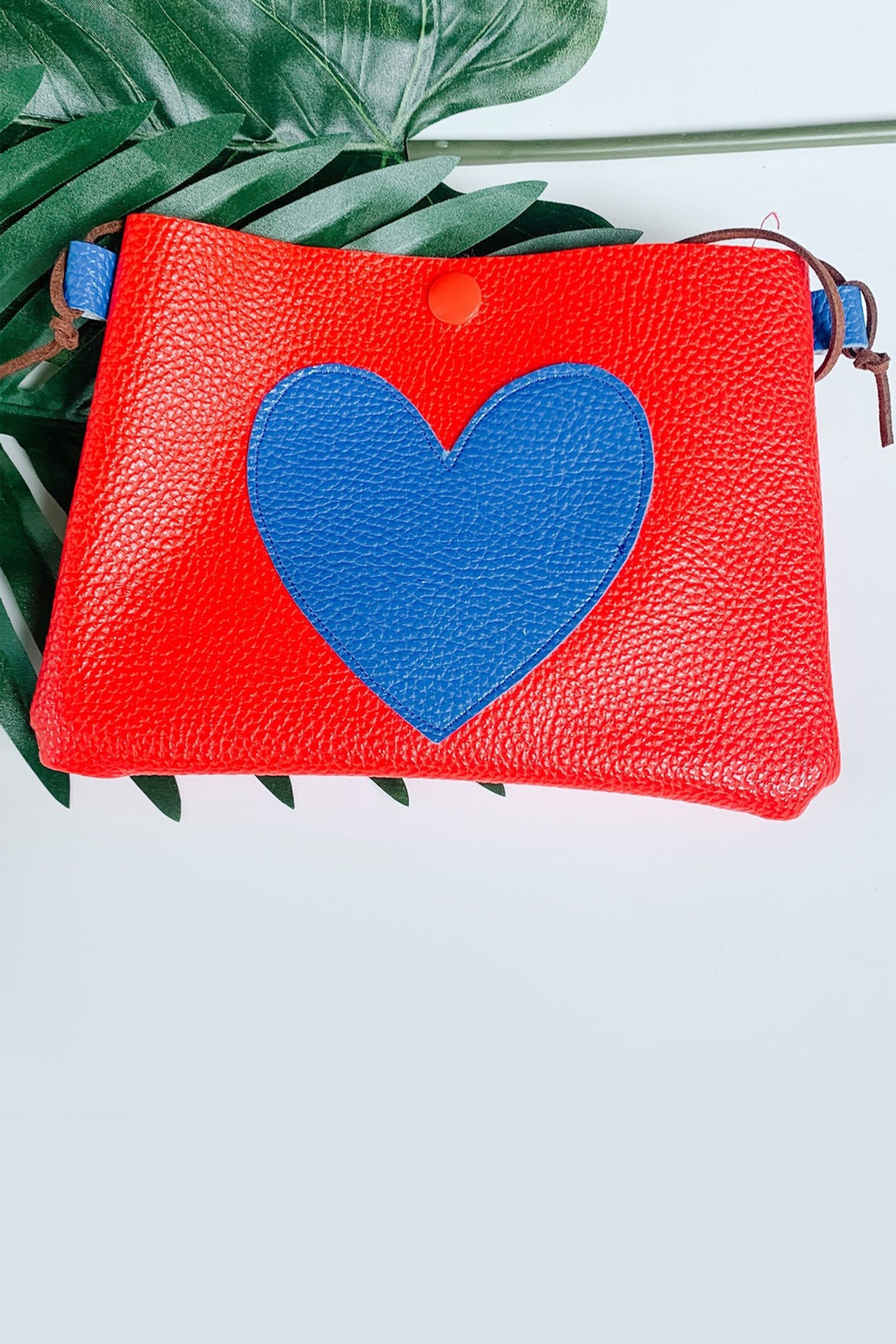 Vegan Leather Red Blue Heart Purse by Oakley Rae Handmade