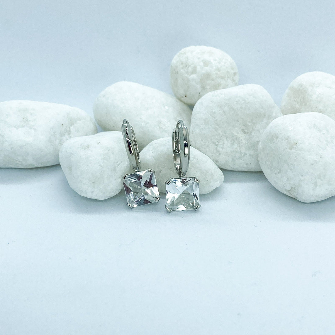 White Topaz Square Gemstone Earrings | Stargaze Petite Asscher Collection