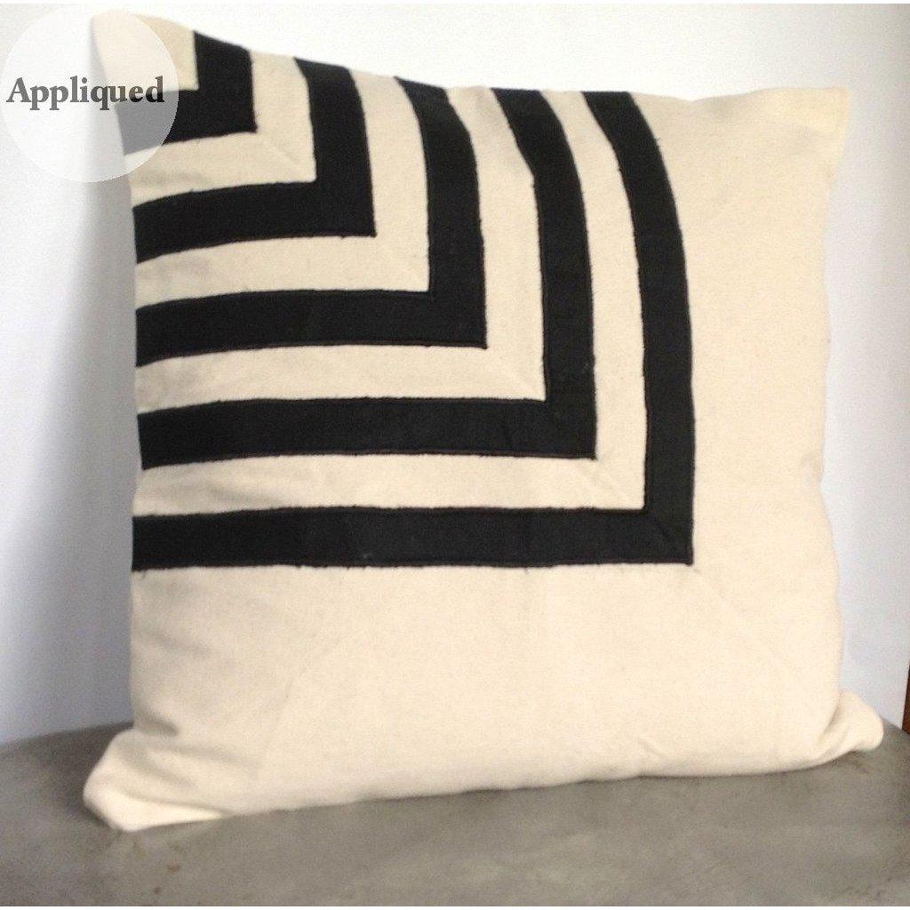 Appliqued Ivory Black Abstract Pillows
