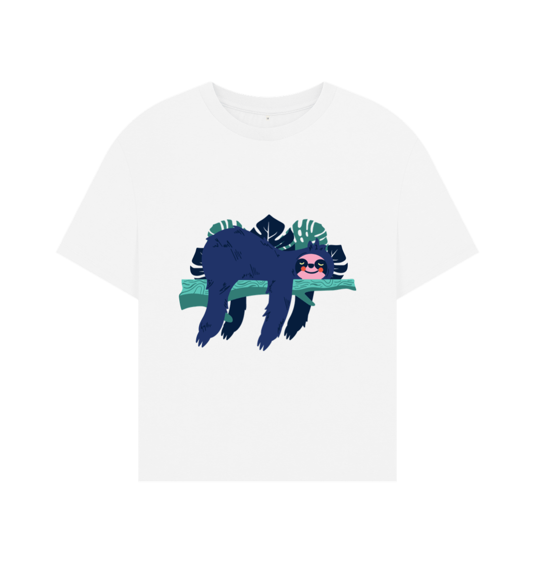 Take a Sloth Day! | Sloth T-Shirt in White, Natural, Black or Gray | Over-sized T-shirt