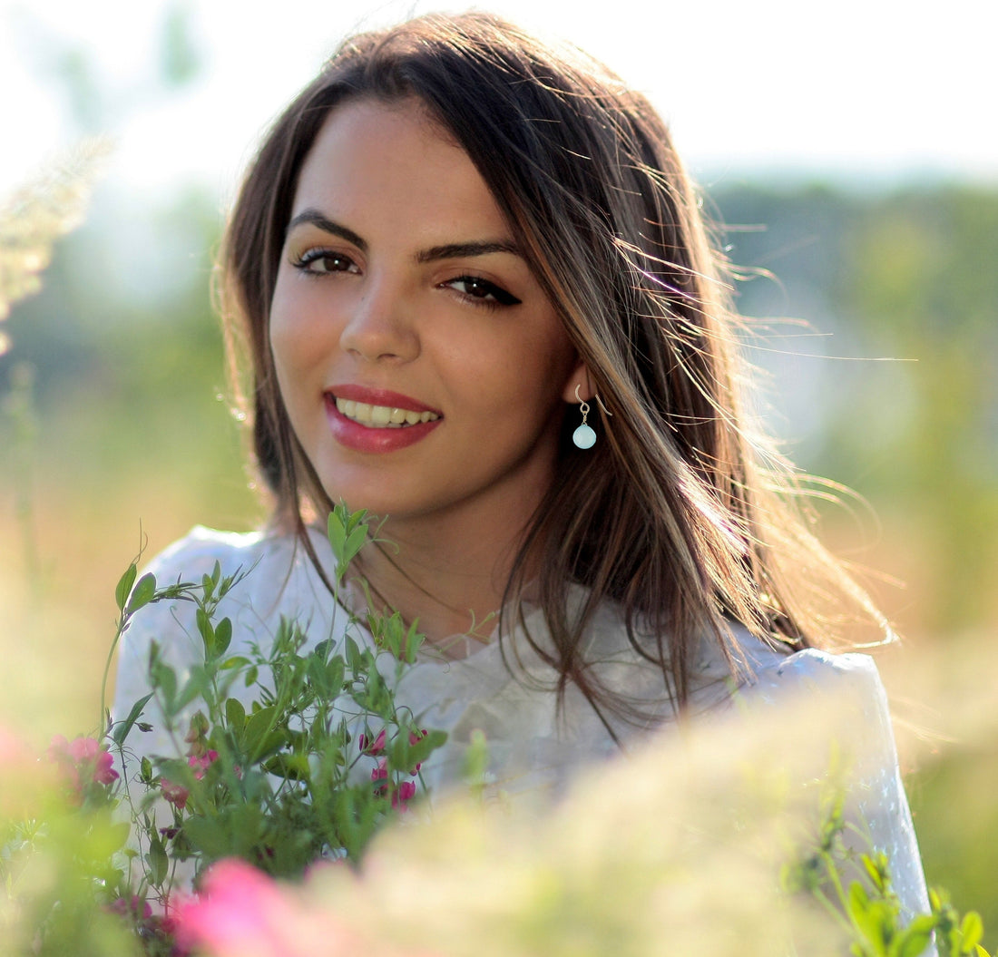 Baby Blue Chalcedony Gemstone Earrings, Black Friday Deal