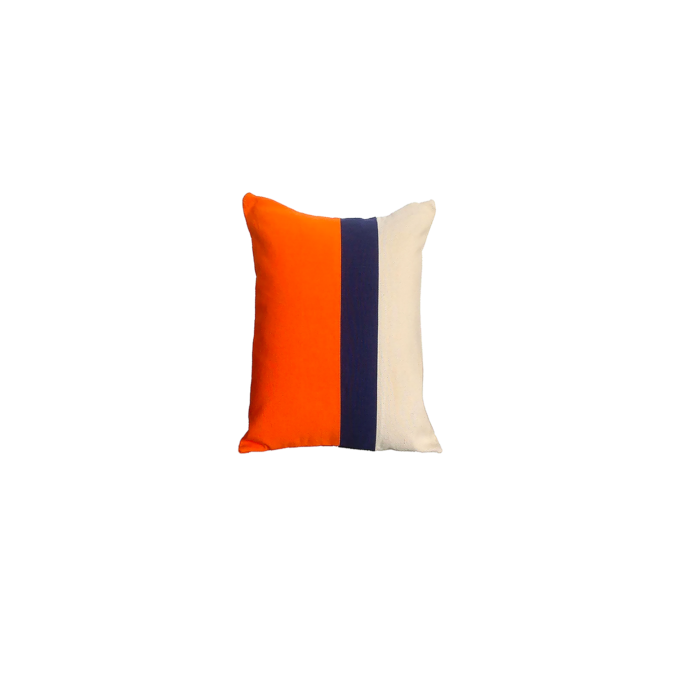 Orange, Navy and Cream Color Block Pillow