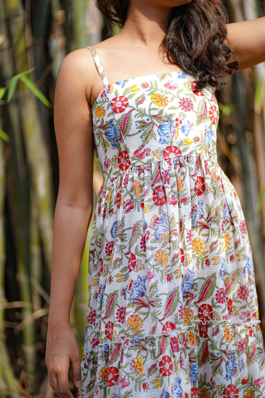 Colorful Flower Print Midi Summer Dress | SARITA